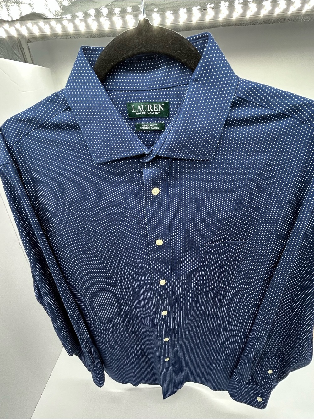 Lauren Ralph Lauren Navy Microdot Men's Dress Shirt Large